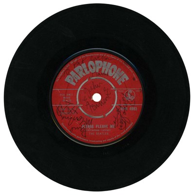 Lot 42 - The Beatles 1963 Autographed Please Please Me 7 Inch Parlophone Red Label Single (UK)