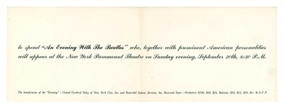 Lot 44 - Invitation To Attend An Evening With The Beatles New York 1964 (USA)