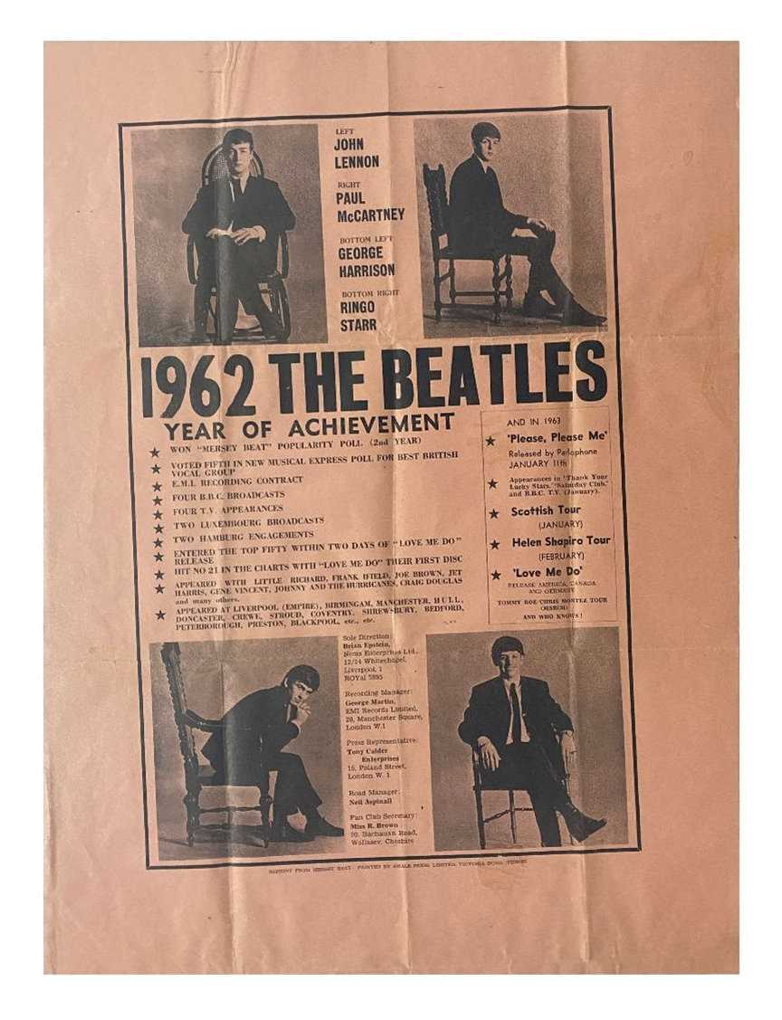 Lot 52 - The Beatles 1962 Year Of Achievement Poster (UK)