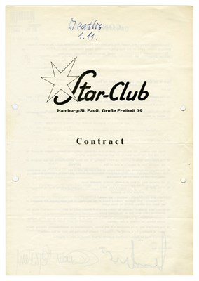 Lot 78 - The Beatles November 1962 Star Club Contract Signed By Brian Epstein & Manfred Weissleder (Germany)