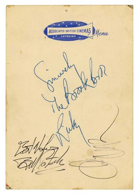 Lot 112 - The Beatles 1963 Autographs ABC Cinema Menu Hull (UK)