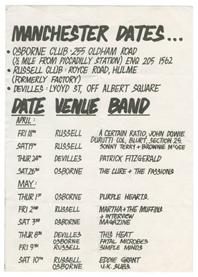 Lot 44 - The Cure 1980 Russell Club Manchester Concert Handbill (UK)