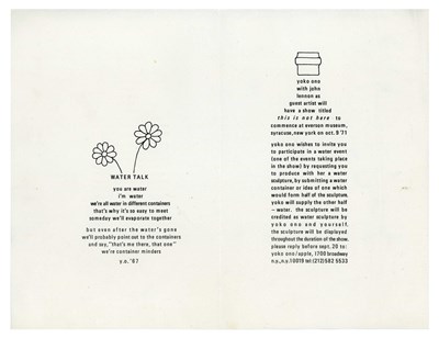 Lot 151 - John Lennon & Yoko Ono 1971 Watertalk/This Is Not Here Exhibition Invitation New York (USA)