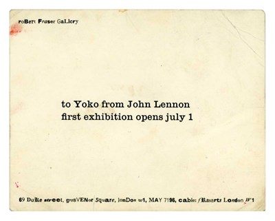 Lot 154 - John Lennon And Yoko Ono Robert Fraser Gallery 1968 Exhibition Invitation (UK)