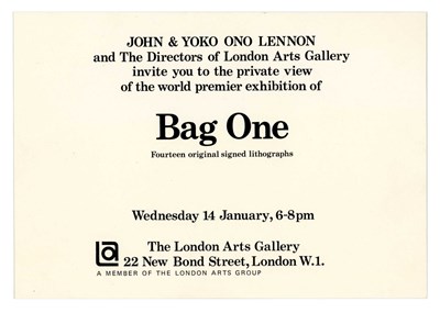 Lot 158 - John Lennon & Yoko Ono 1970 Bag One Premiere Invitation & Holder John Peel Collection (UK)