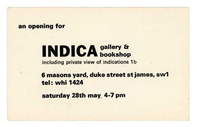 Lot 180 - Indica Gallery Business 1960s Business Card (UK)