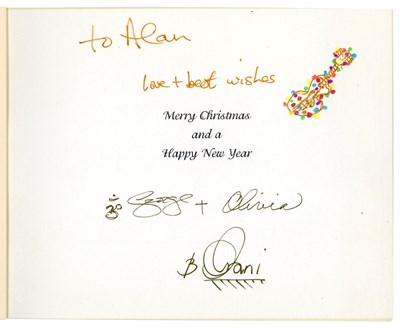 Lot 257 - George Harrison Handwritten Christmas/New Year Card 1999 (UK)