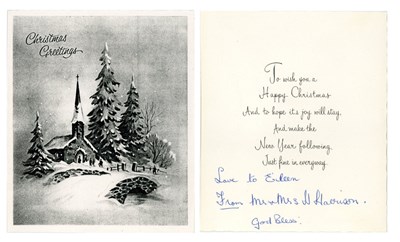 Lot 260 - Louise Harrison Handwritten Christmas Card (UK)