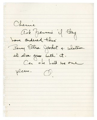 Lot 261 - Olivia Harrison Handwritten Note (UK)