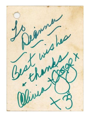 Lot 262 - George And Olivia Harrison Handwritten Gift Tag (UK)