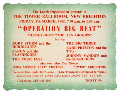 Lot 283 - Rory Storm & The Hurricanes Ringo Starr 1962 Operation Big Beat II Ticket (UK)