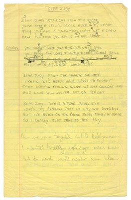 Lot 293 - Mal Evans Handwritten Dear Judy Lyrics (UK)