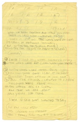 Lot 293 - Mal Evans Handwritten Dear Judy Lyrics (UK)