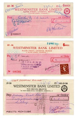 Lot 320 - Richard Matthews & C Brown Sixties Signed Westminster Bank Limited Cheques & Photograph (UK)