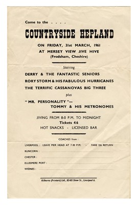 Lot 323 - Rory Storm & The Hurricanes 1961 Countryside Hepland Concert Handbill (UK)