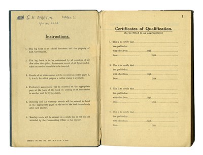 Lot 348 - George Martin 1940s Royal Air Force Flying Logbook (UK)
