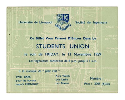 Lot 352 - Ringo Starr The Texans 1959 University Of Liverpool Concert Ticket (UK)