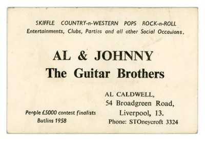 Lot 366 - Johnny Guitar Byrne Early Guitar Brothers Business Card (UK)