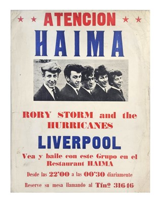 Lot 374 - Rory Storm & The Hurricanes c.1964 Restaurant Haima Concert Billboard (Spain)