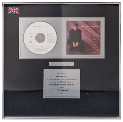 Lot 73 - Elton John 1997 Love Songs Platinum CD Award (UK)